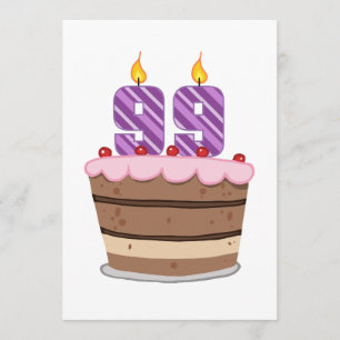 Tarjeta Edad 99 en el pastel de cumpleaños