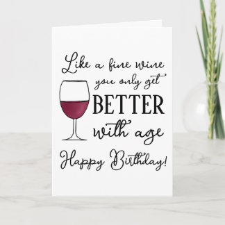 Tarjeta Edad como buen vino Feliz cumpleaños