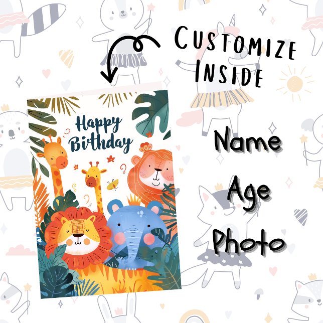 Tarjeta Edad de nombre de foto personalizado | Ilustracion (Subido por el creador)