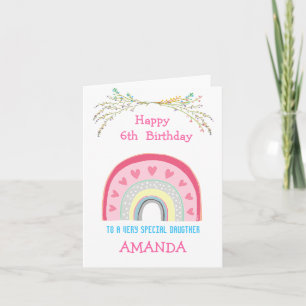 Tarjeta edad de personalizable y nombre Chica cumpleaños a