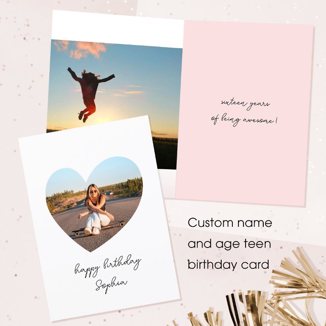 Tarjeta Edad de personalizado Feliz cumpleaños foto corazó (Subido por el creador)