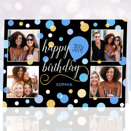 Tarjeta Edad: Feliz cumpleaños, Personalizado, foto azul