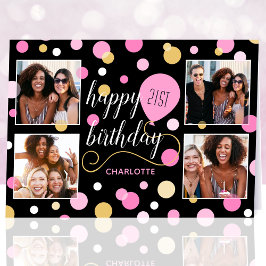 Tarjeta Edad: Feliz cumpleaños, Personalizado. Foto Rosa 2