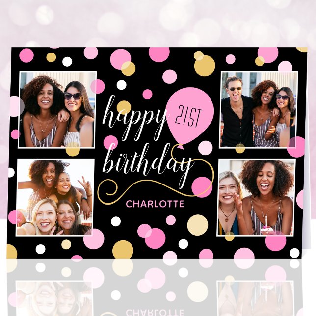 Tarjeta Edad: Feliz cumpleaños, Personalizado. Foto Rosa 2 (Subido por el creador)