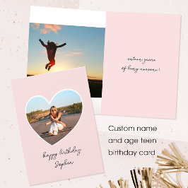 Tarjeta Edad personalizado Feliz cumpleaños foto corazón a