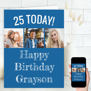 Tarjeta Edad y saludo editables   Cumpleaños con 3 fotos