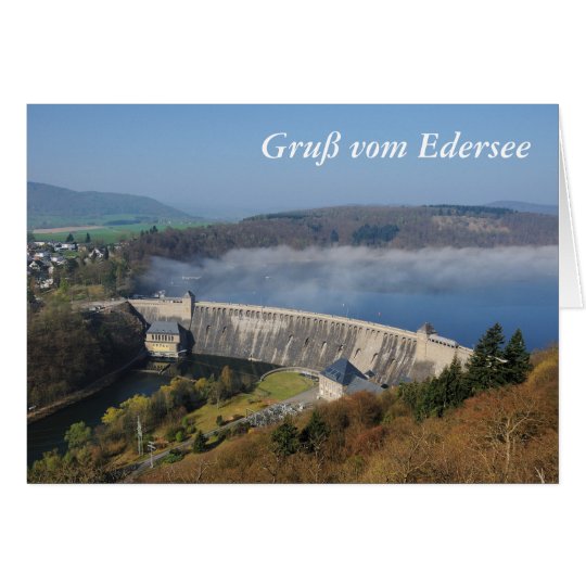 Tarjeta Edersee Staumauer con niebla