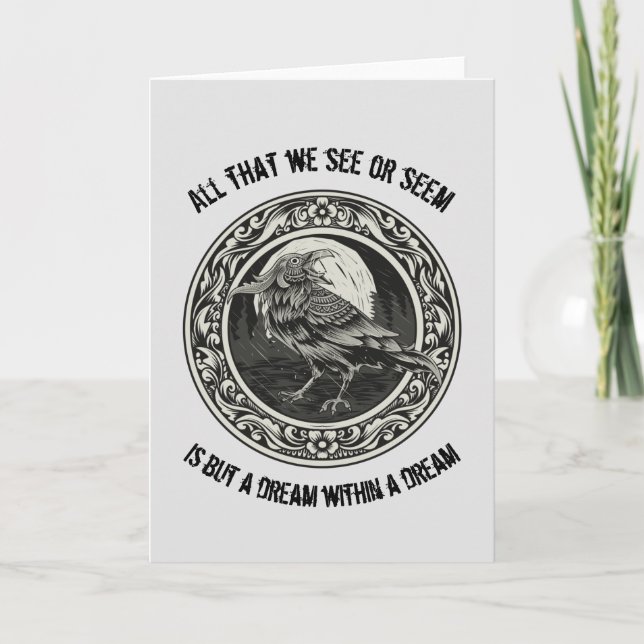 Tarjeta Edgar Allan Poe Poet Autor Dream Raven Medallion (Anverso)