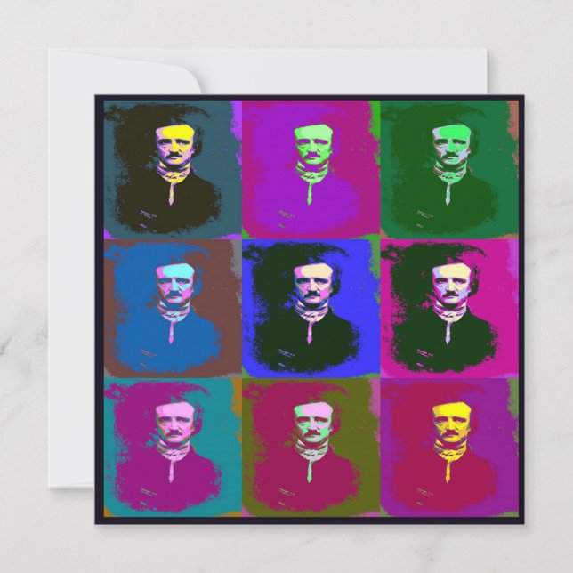 Tarjeta Edgar Allan Poe Pop Art (Anverso)