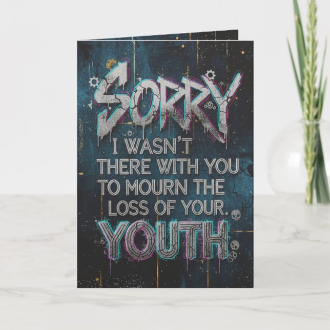 Tarjeta Edgy "Mourn Your Youth" Funny Belated Birthday Car (Anverso)