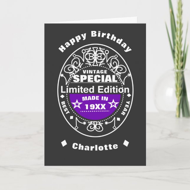 Tarjeta Edición Limitada Año Nacido Cumpleaños Personaliza (Anverso)