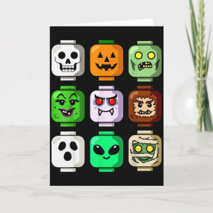 Tarjeta Edificio de Halloween Ladrillo Cabeza Calabaza Fan
