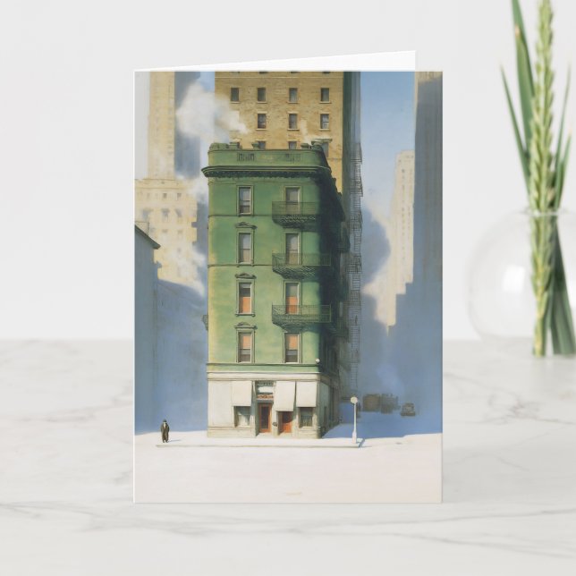 Tarjeta Edificio verde en invierno en Nueva York (Anverso)