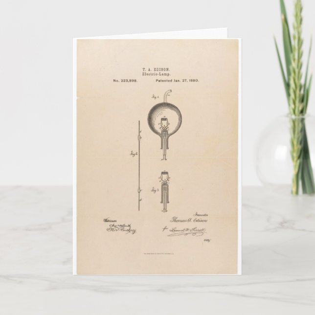 Tarjeta edison-patente-luz-bulbo-l (Anverso)