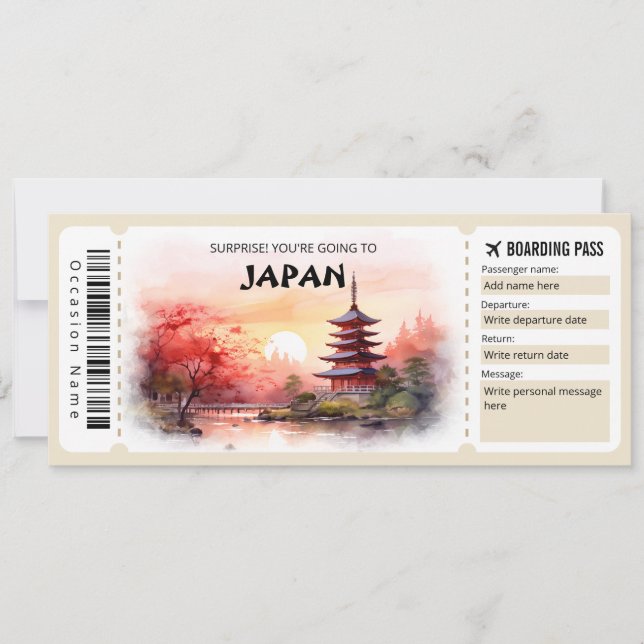 Tarjeta editable de abordaje aéreo de Japón (Anverso)