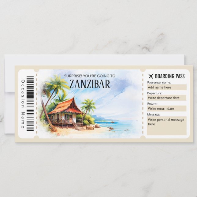 Tarjeta editable de abordaje aéreo para Tanzania e (Anverso)