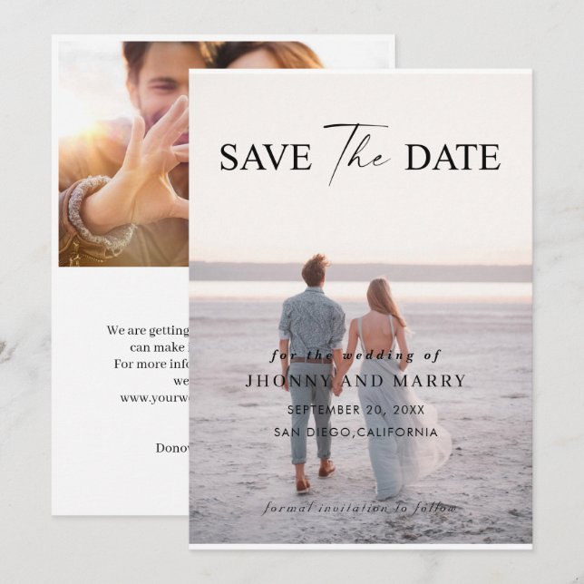 Tarjeta Editable de Ahorro de Boda – Minim Moderno (Anverso / Reverso)