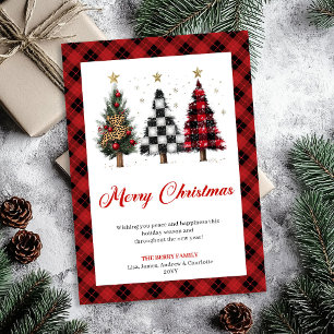 Tarjeta editable de árbol de Navidad con estampado