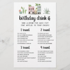 Tarjeta editable de bebida de fiesta de cumpleaños