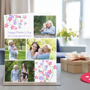 Tarjeta editable de collage de fotos floral rosa