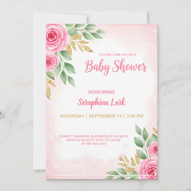 Tarjeta editable de cumpleaños para niñas de showe (Anverso)