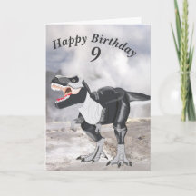 Tarjeta editable de dinosaurio con edad