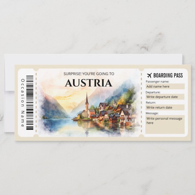 Tarjeta editable de embarque aéreo de Austria (Anverso)