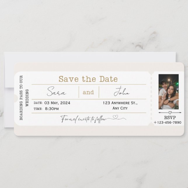 Tarjeta Editable de Fecha de Boda con Pasaje de Ab (Anverso)