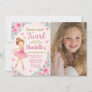 Tarjeta editable de Fiesta de danza rosa y dorada 