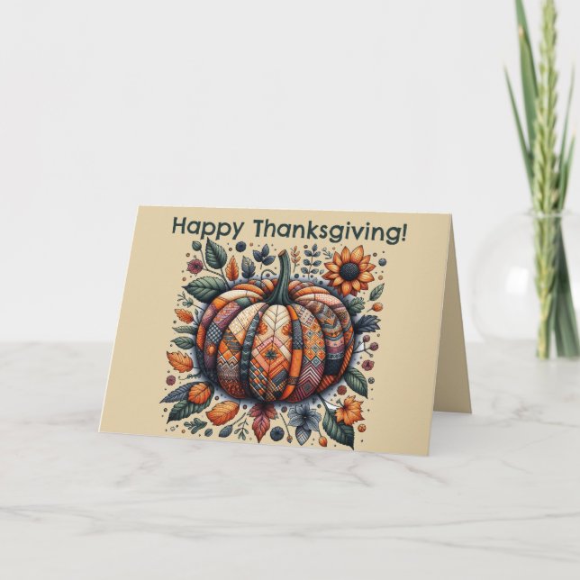 Tarjeta Editable Día de Acción de Gracias de Calabaza (Anverso)