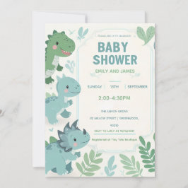 Tarjeta editable Dinosaur Baby Boy Shower para niñ