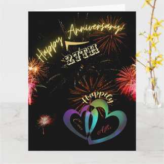Tarjeta Editable - Felicitación de aniversario con fuegos