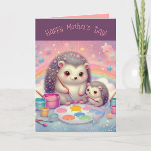 Tarjeta Editable Madre y Bebé Erizos Día de la Madre