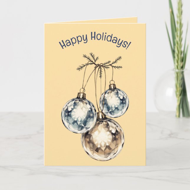 Tarjeta Editable Ornaments and Greenery Christmas Holidays (Anverso)