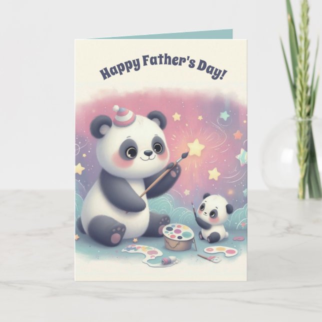 Tarjeta editable Panda Bear and Cub Fathers Day (Anverso)