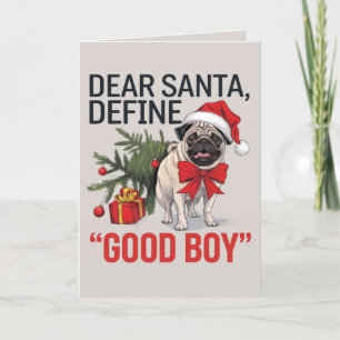 Tarjeta EDITABLE Pug Funny Dog Navidades