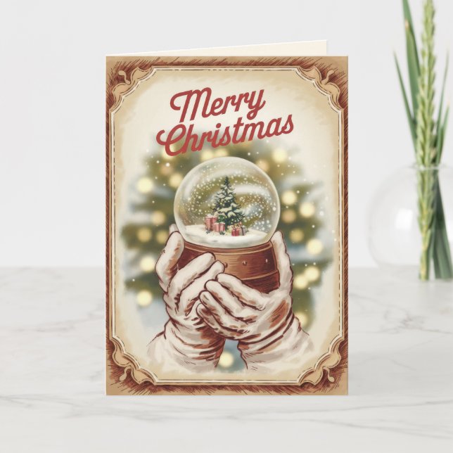 Tarjeta EDITABLE Vintage para Navidades de navidad (Anverso)