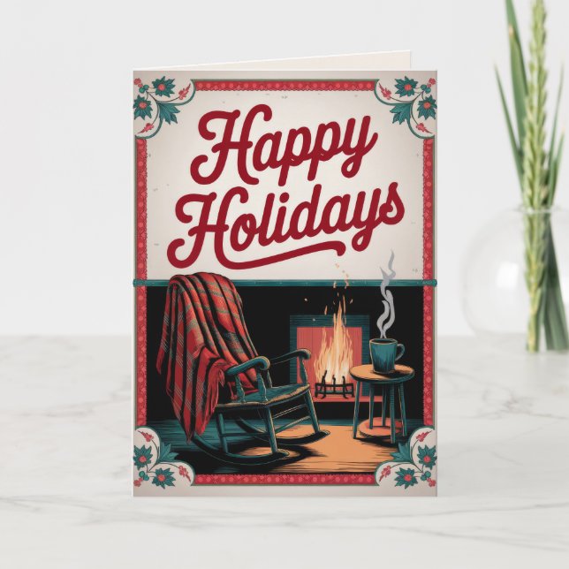 Tarjeta EDITABLE Vintage para Navidades de navidad (Anverso)