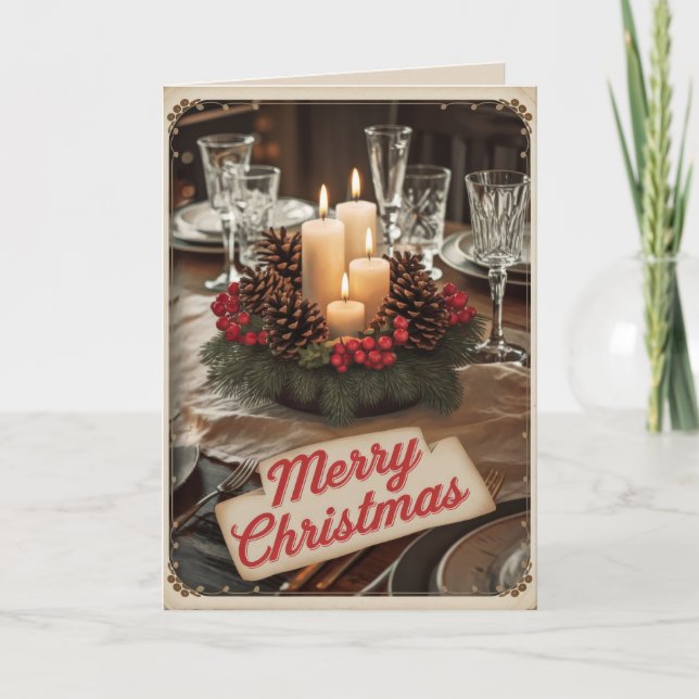 Tarjeta EDITABLE Vintage para Navidades de navidad (Anverso)