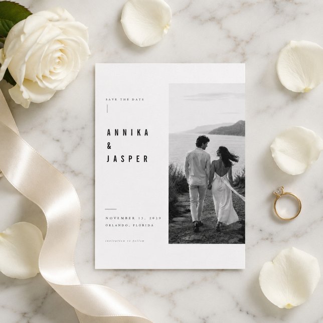Tarjeta editorial de anuncio de boda con panel lat (Subido por el creador)