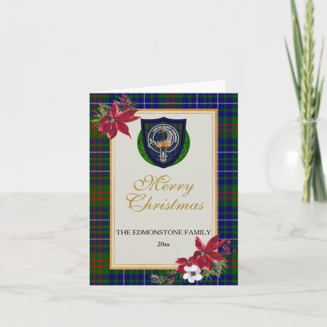 Tarjeta Edmonstone Scottish Clan Tartan & Crest (Anverso)