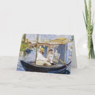 Tarjeta Edouard Manet - Monet en su barco estudio