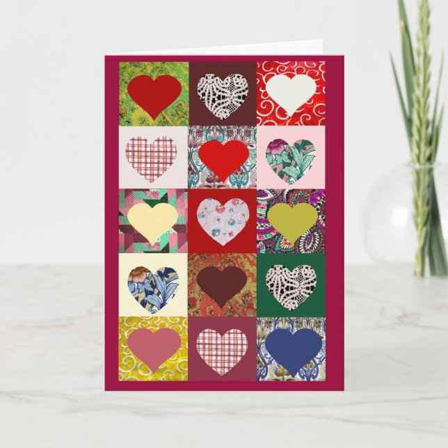 Tarjeta Edredón de los corazones del amor (Anverso)