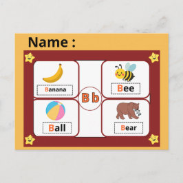 Tarjeta educativa del alfabeto letra (B) para niño