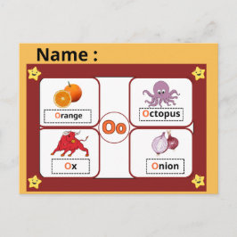 Tarjeta educativa del alfabeto letra O para niños