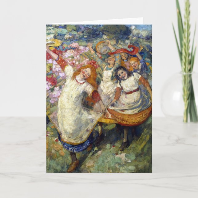 Tarjeta Edward Atkinson Hornel - El baile de primavera (Anverso)
