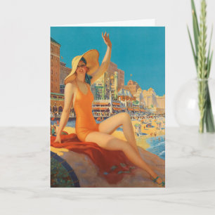 Tarjeta Edward Mason Eggleston Atlantic City Beach