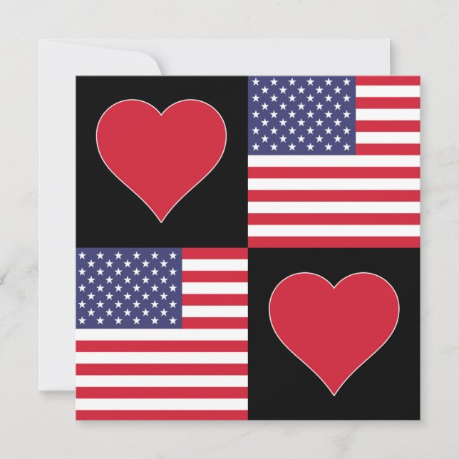 Tarjeta EE.UU. Heart Cute Estados Unidos Patriótico Americ (Anverso)