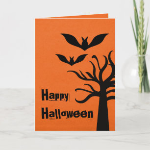 Tarjeta Eerie Bats Halloween Card, Naranja