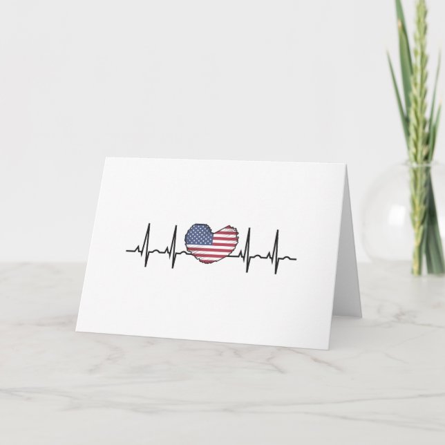 Tarjeta EEUU Flag Hearbeat ECG Electrocardiografía (Anverso)